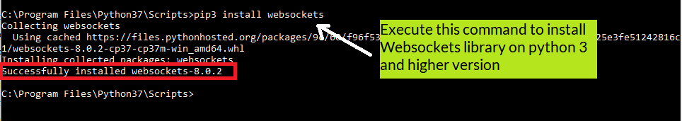 Install python websockets library